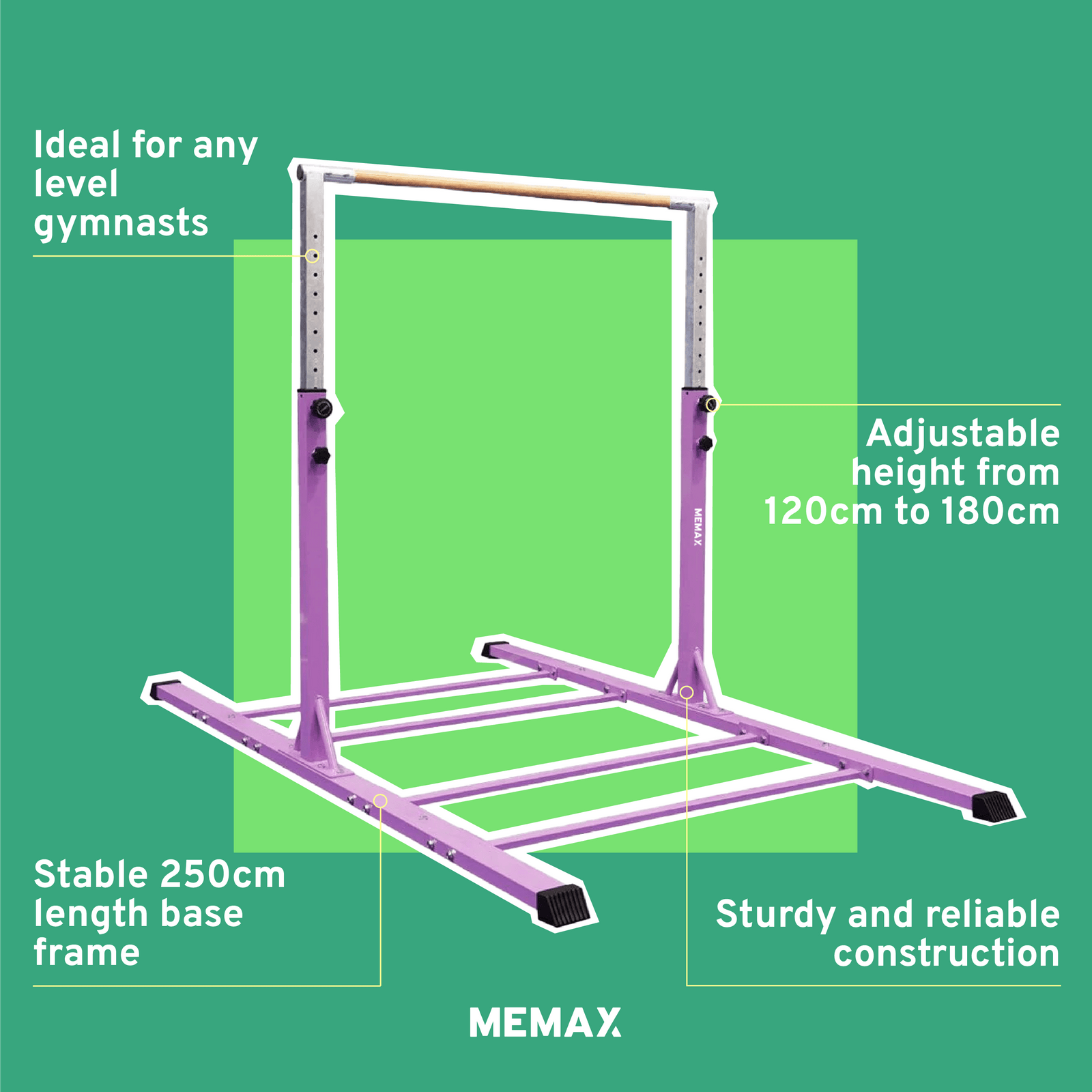 MEMAX Advanced Gymnastics Bar & Mat Set – Purple