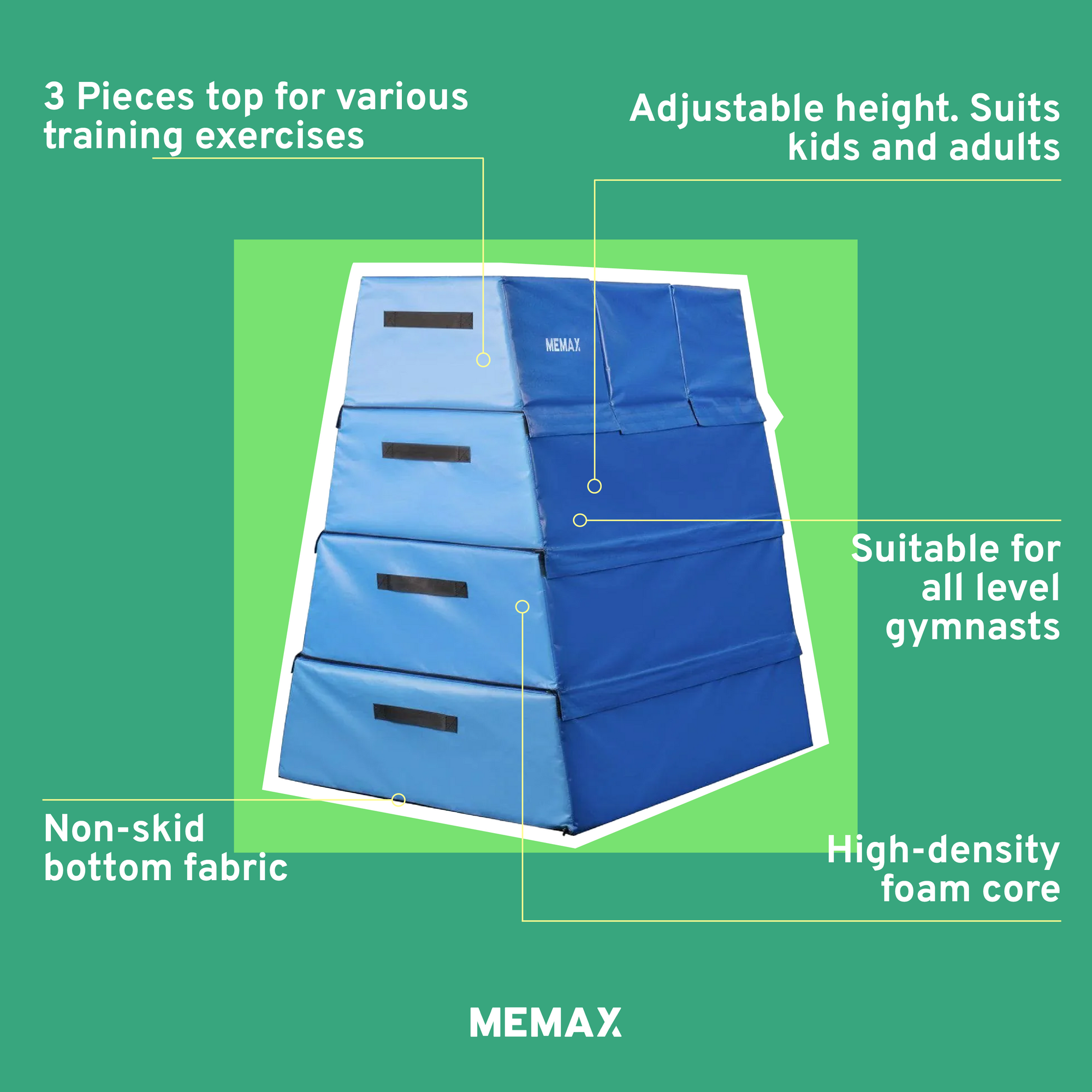 MEMAX Trapezoid Foam Vault Box - 3 Piece Top (120cm Height)