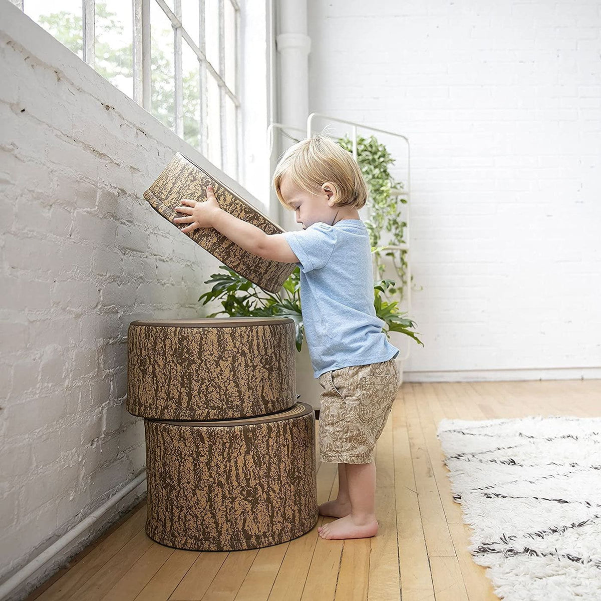 Tree Stump Stool Set, Toddler Climbing and Stepping Logs - 3 Piece