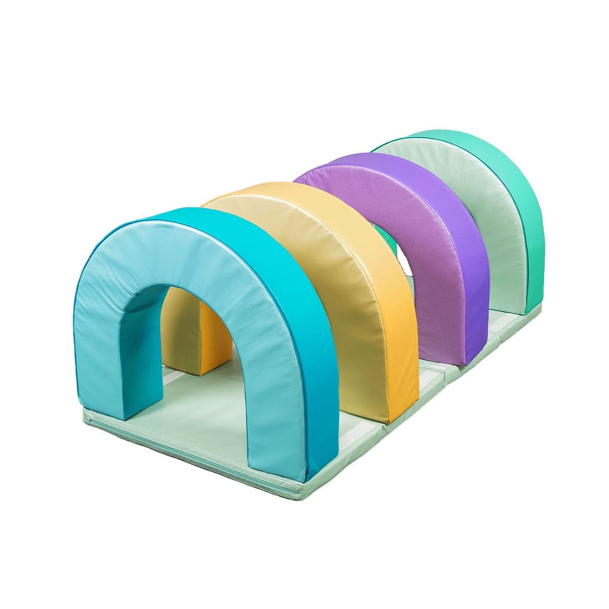 YOZZI Baby Playroom Soft Arch Tunnel Set of 4 with Crawling Mat