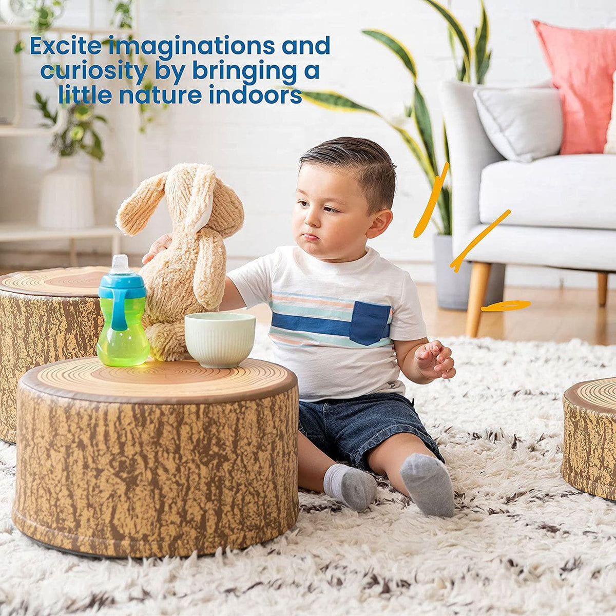 Tree Stump Stool Set, Toddler Climbing and Stepping Logs - 3 Piece