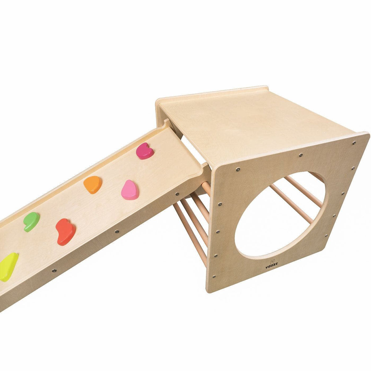 YOZZI Kids Climber Set - Wooden Cube Climber with Ramp/Slide