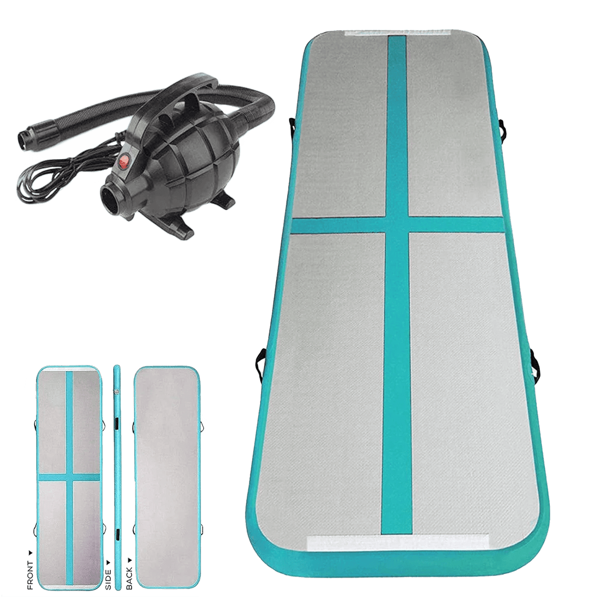 3x1M Inflatable Air Track Mat Tumbling Floor Home Gymnastics Mat Green with Electric Pump