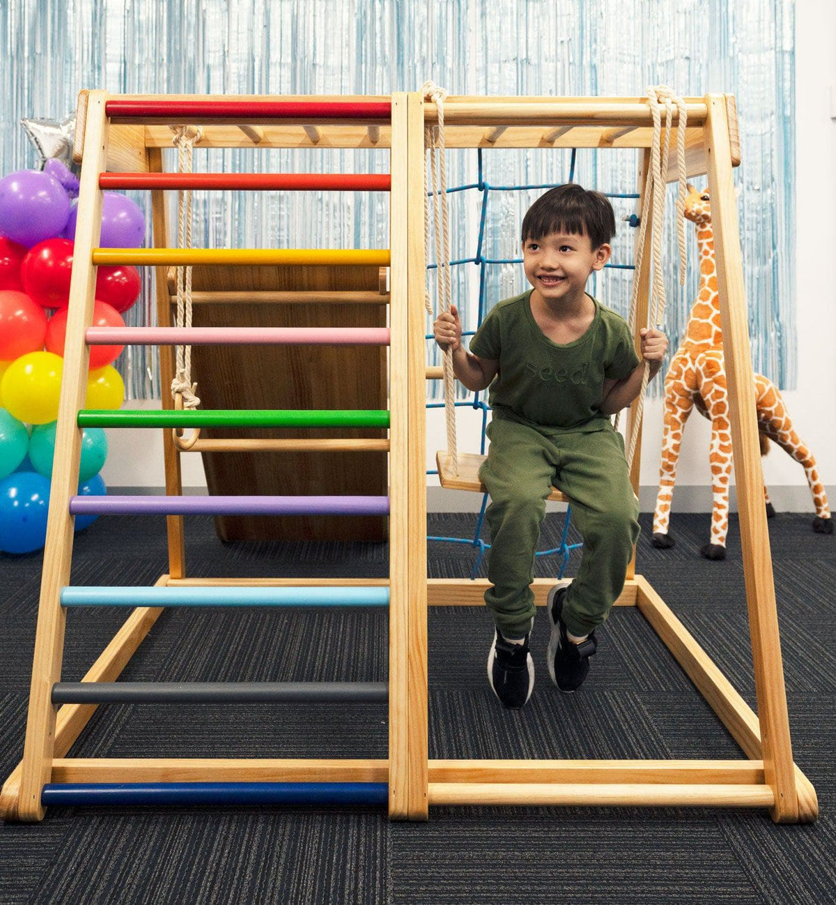 Indoor Gym Playground Climber Wooden Play Set