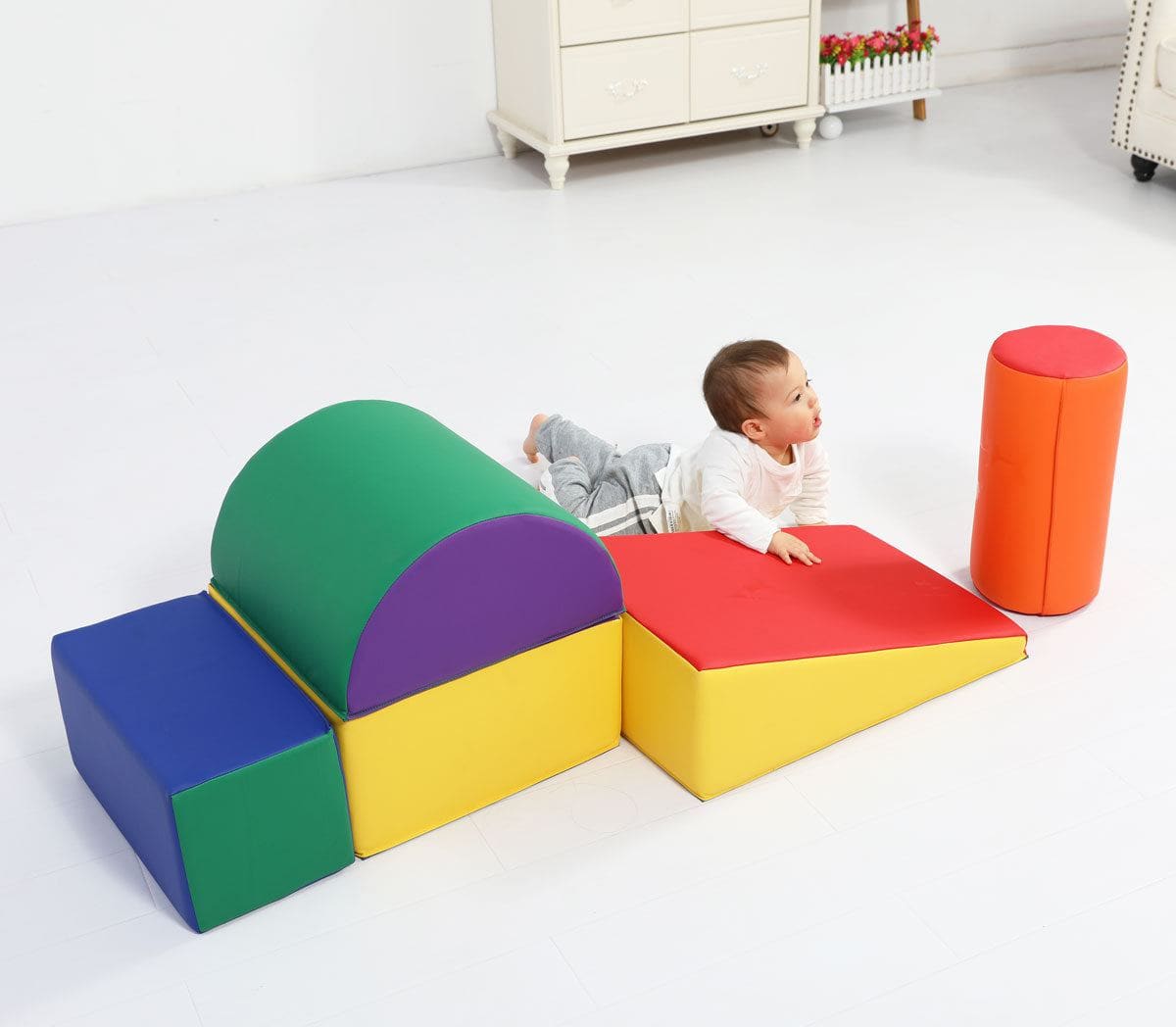 YOZZI Large Soft Foam Block Indoor Climb Crawl and Slide Safe Foam Play Set - 5 Piece