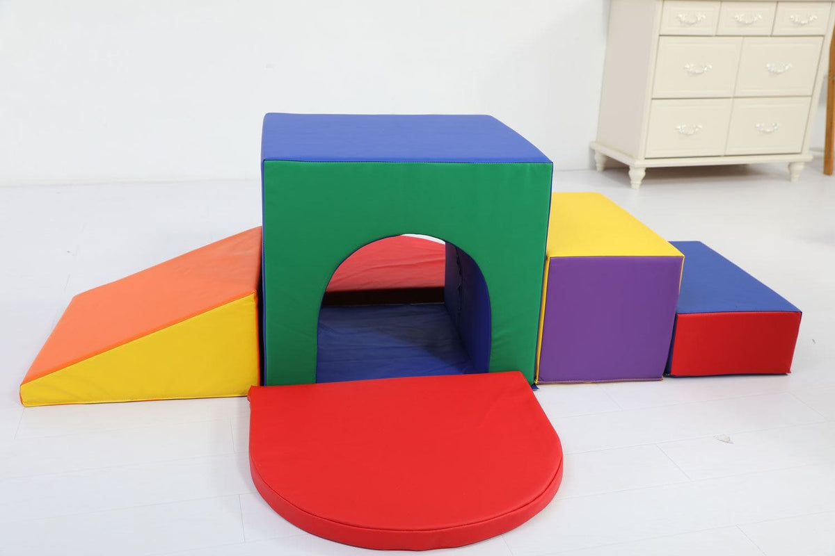 YOZZI Large Soft Foam Block Indoor Tunnel Maze Climber Foam Playset - 6 Piece