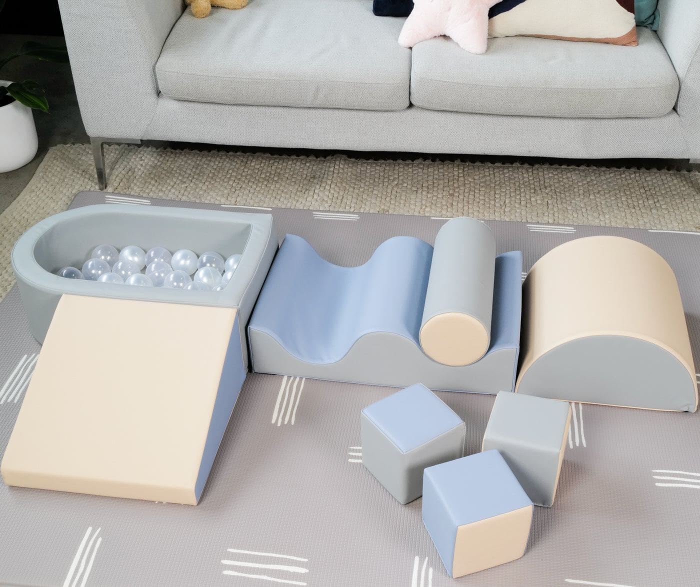 MEMAX Sensory Soft Play Climbing Blocks and Ball Pit - 9 Piece