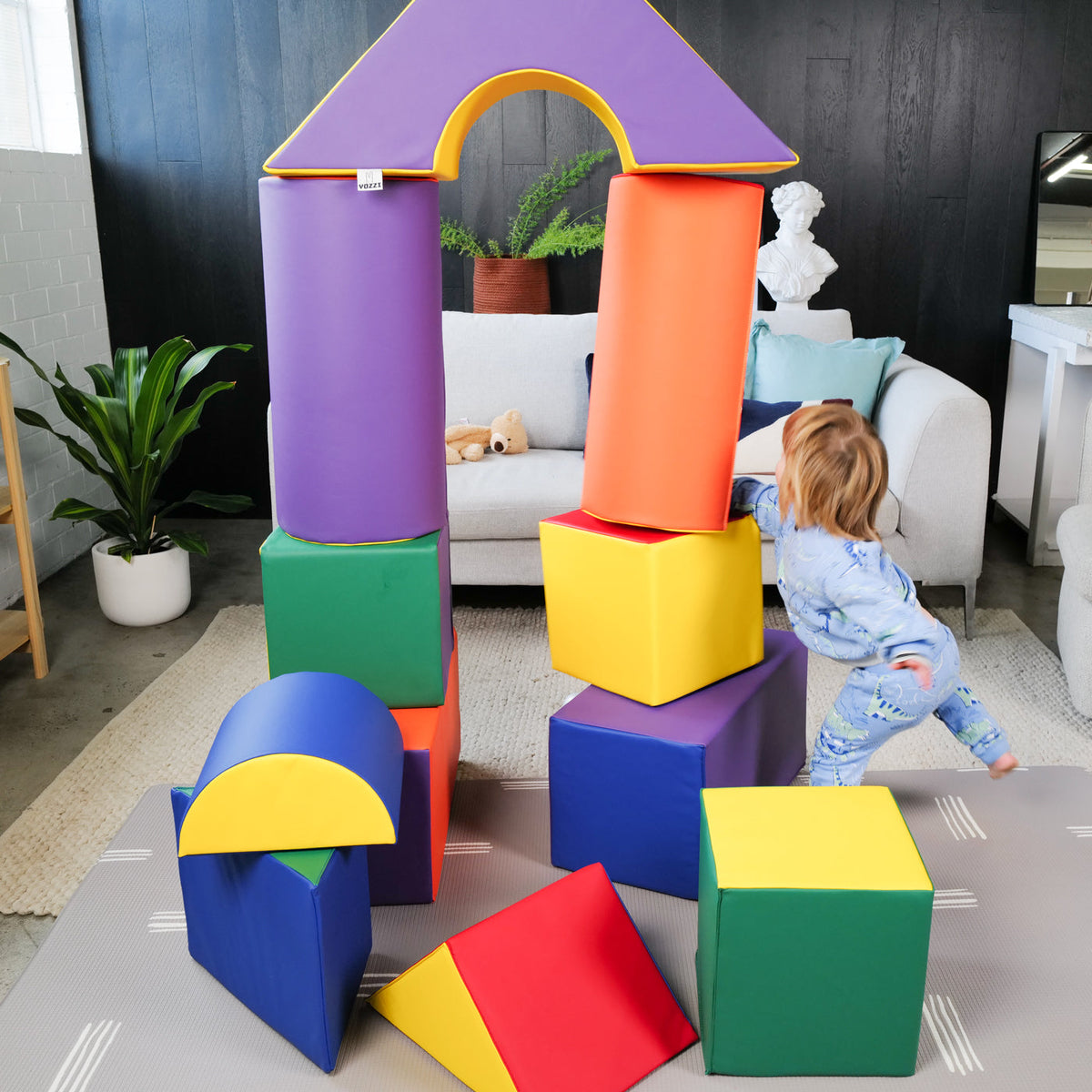 YOZZI Sensory Large Soft Building Blocks, Indoor Foam Block Castle Playset - 11 Piece