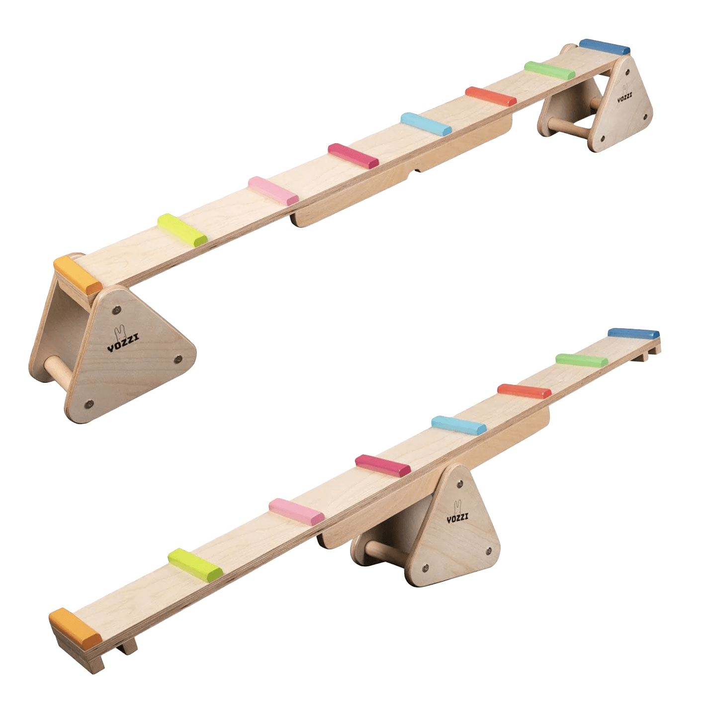 MEMAX 2-in-1 Wooden Seesaw and Rainbow Balance Bridge