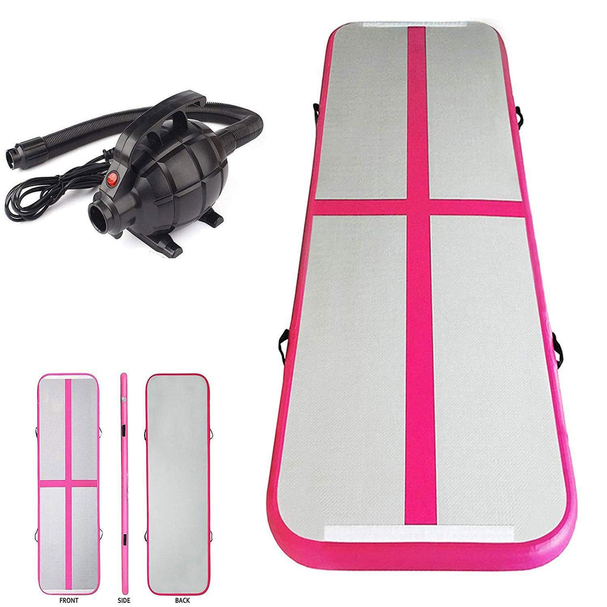 3x1M Inflatable Air Track Mat Tumbling Floor Home Gymnastics Mat Pink with Electric Pump