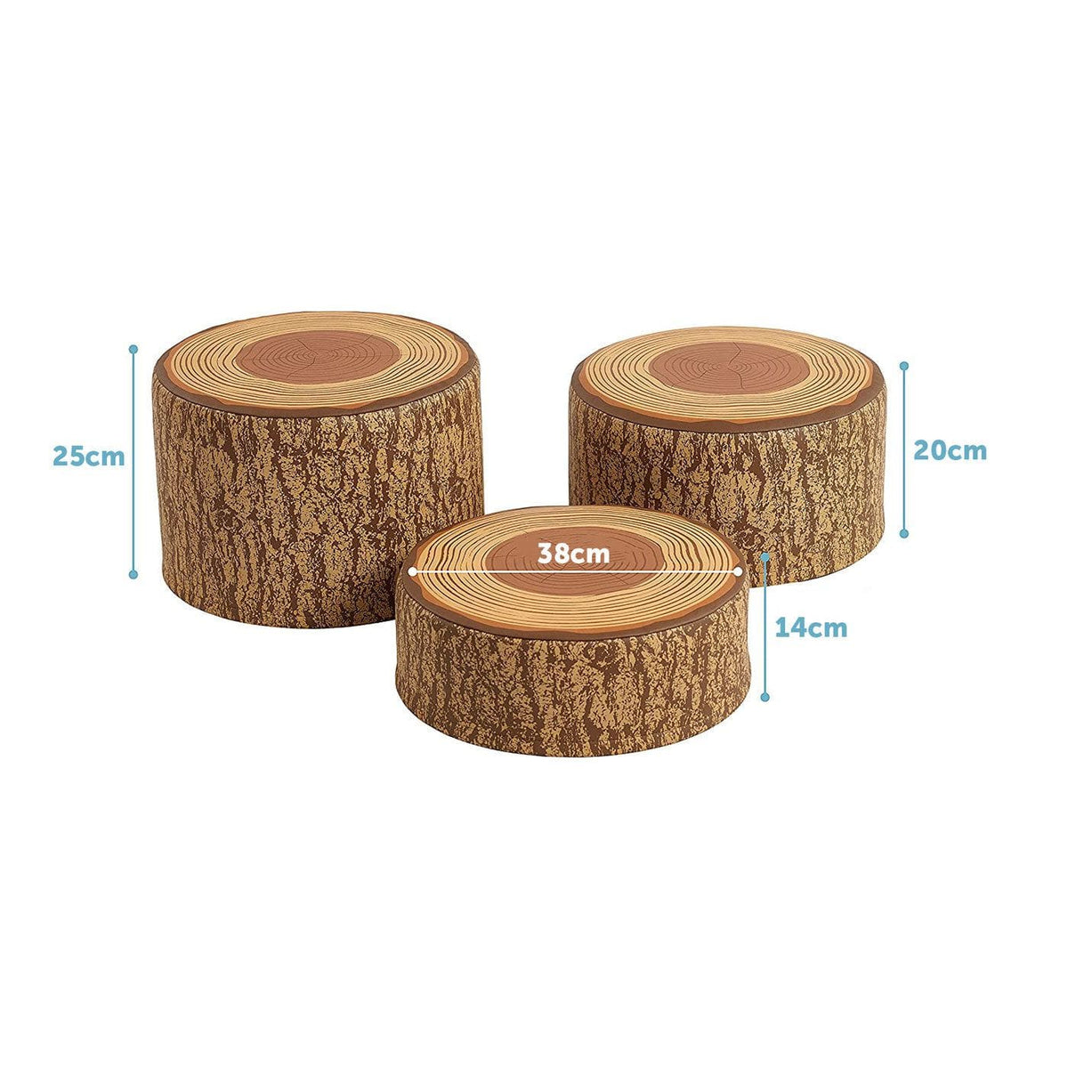 Tree Stump Stool Set, Toddler Climbing and Stepping Logs - 3 Piece